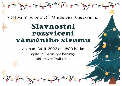 Plakát Rozsvícení vánočního stromu v Mutějovicích