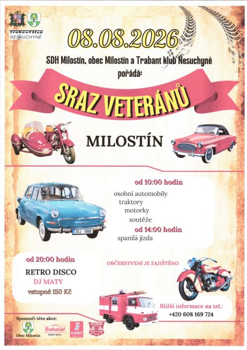 Plakát Sraz veteránů Milostín.